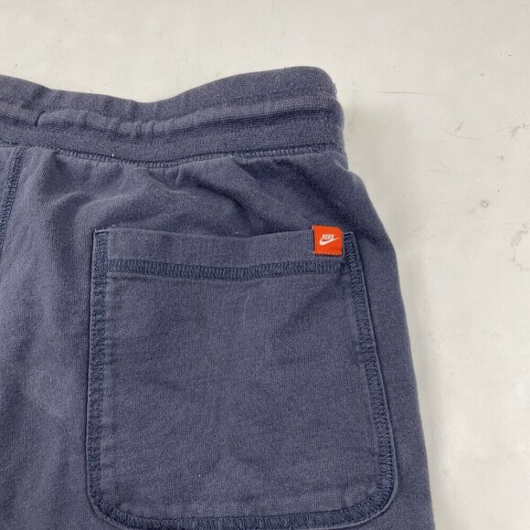 NIKE Sweat Shorts Men’s S Blue Cotton Swoosh Logo Gym Drawstring Elastic Waist - Picture 9 of 9